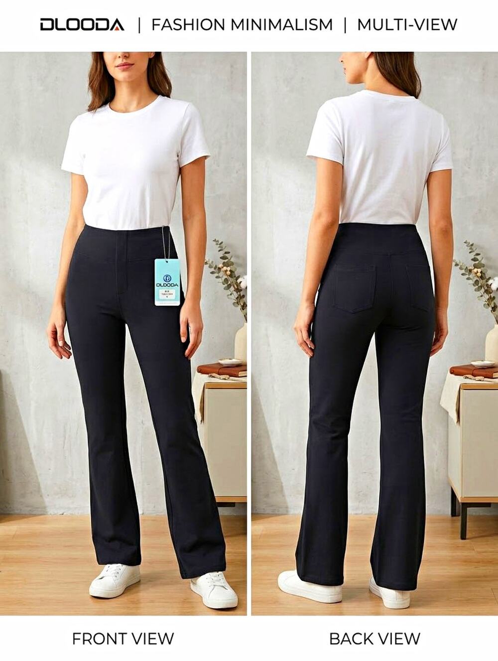 DLOODA High Waist Flared Yoga Pants w/ Pockets Pull On Womens S Black